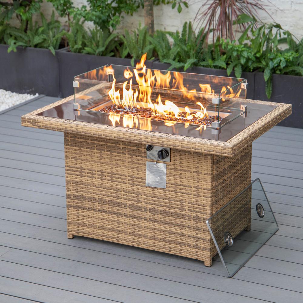 Mace Wicker Patio Modern Propane Fire Pit Table. Picture 6