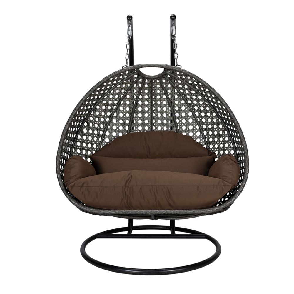 Charcoal Wicker Hanging 2 person Egg Swing Chair. Picture 2
