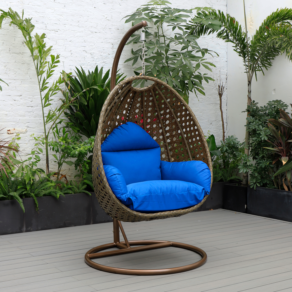 Beige Wicker Hanging Egg Swing Chair. Picture 3