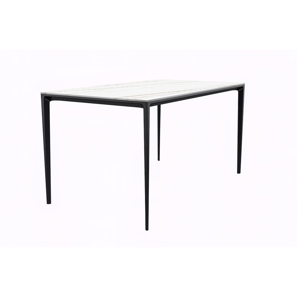 Avo Series Modern Dining Table Black Base, With 55 White/Gold Sintered Stone Top. Picture 1