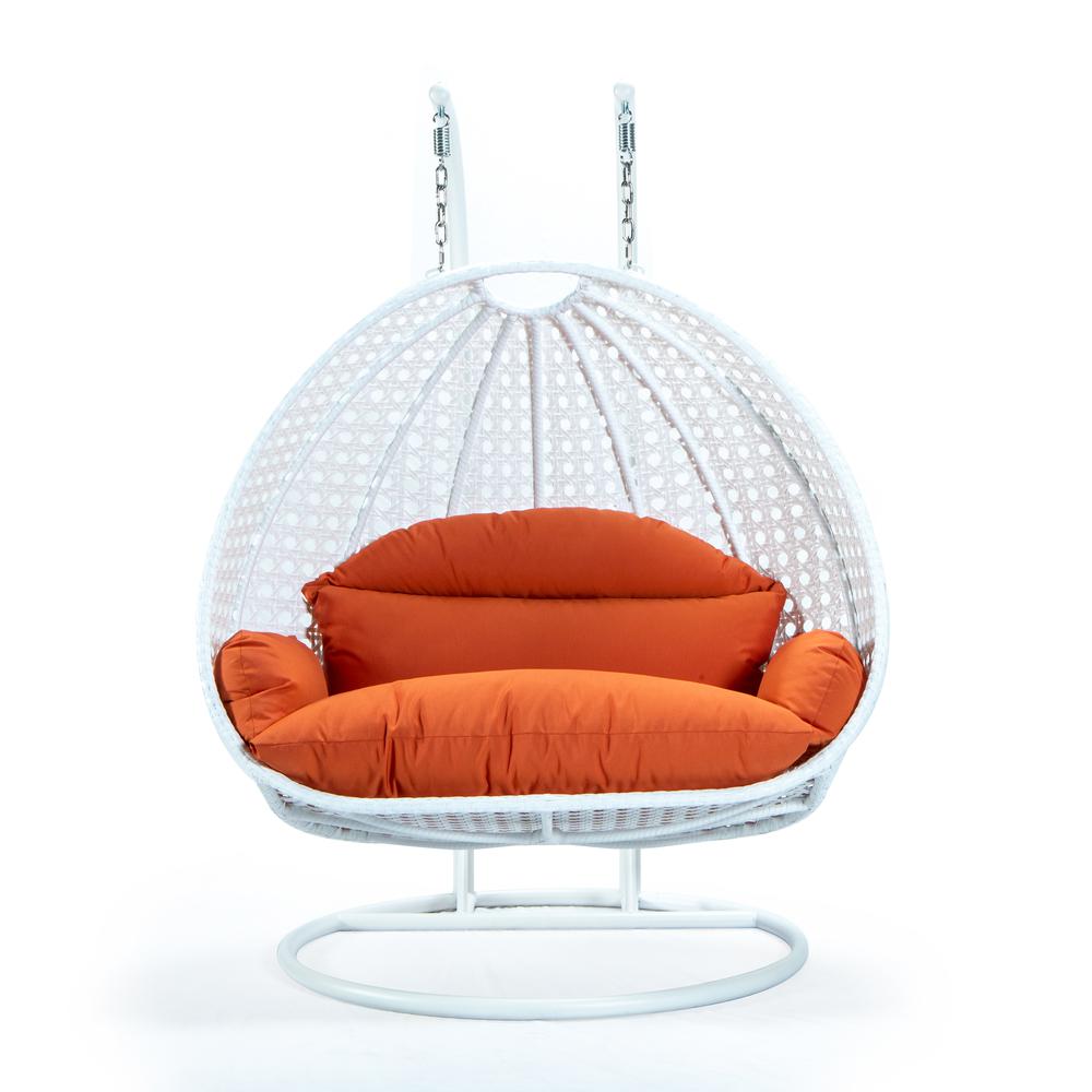 White Wicker Hanging 2 person Egg Swing Chair. Picture 2