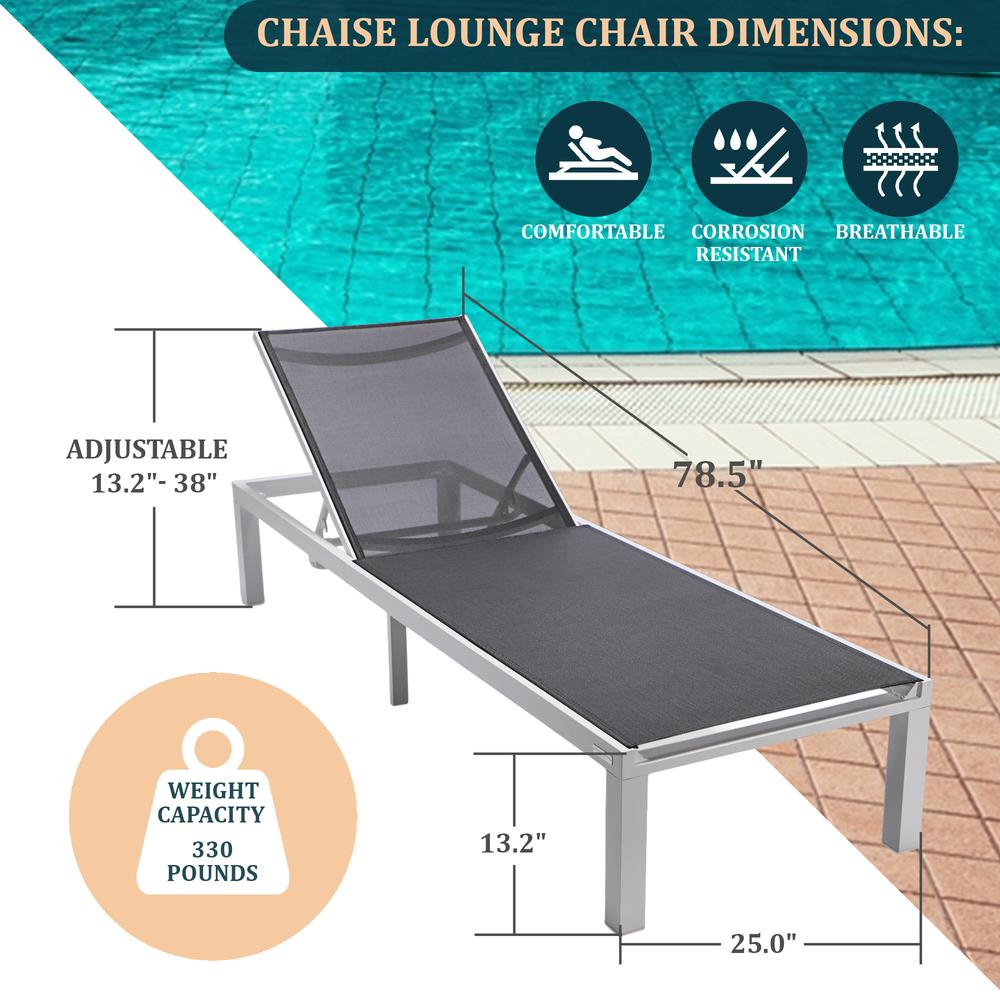 White Aluminum Outdoor Patio Chaise Lounge Chair. Picture 27