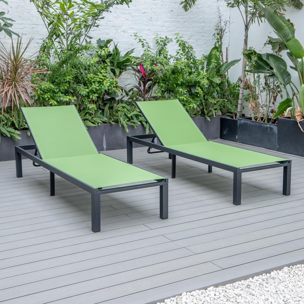 Marlin Patio Chaise Lounge Chair With Black Aluminum Frame, Set of 2. Picture 12