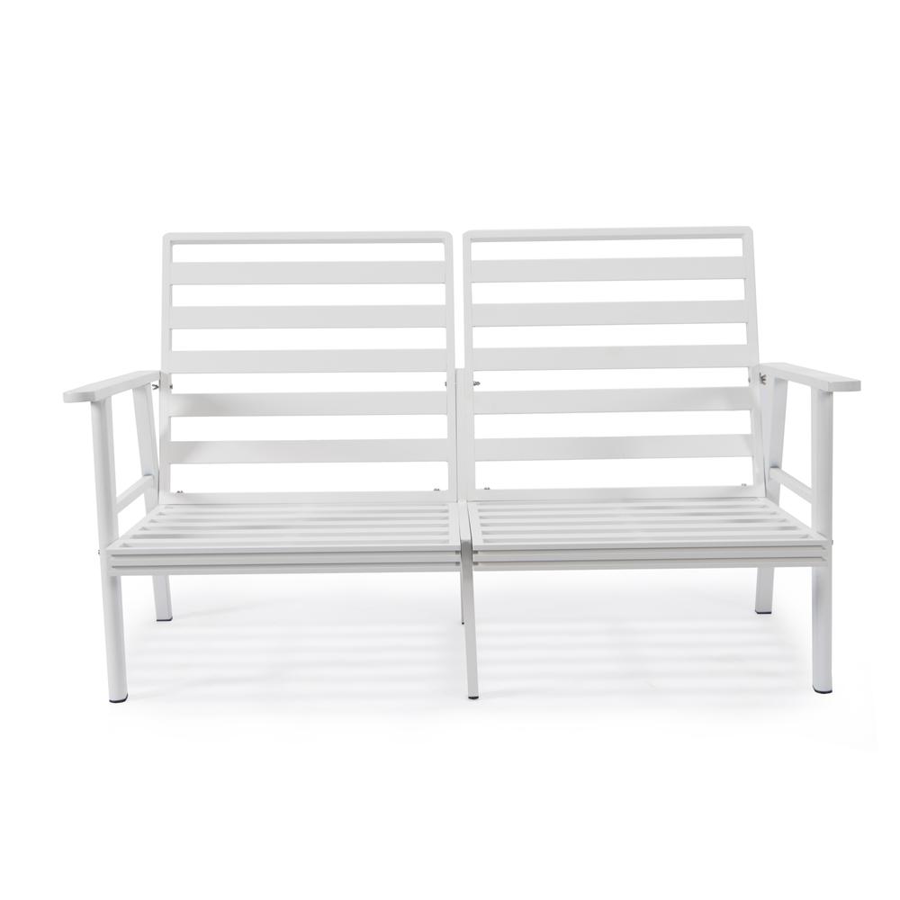 Outdoor Patio Loveseat with White Aluminum Frame. Picture 4