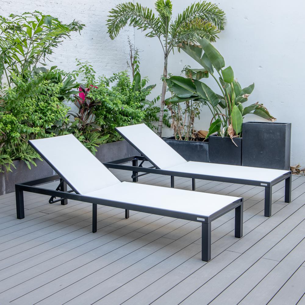 Marlin Patio Chaise Lounge Chair With Black Aluminum Frame, Set of 2. Picture 15