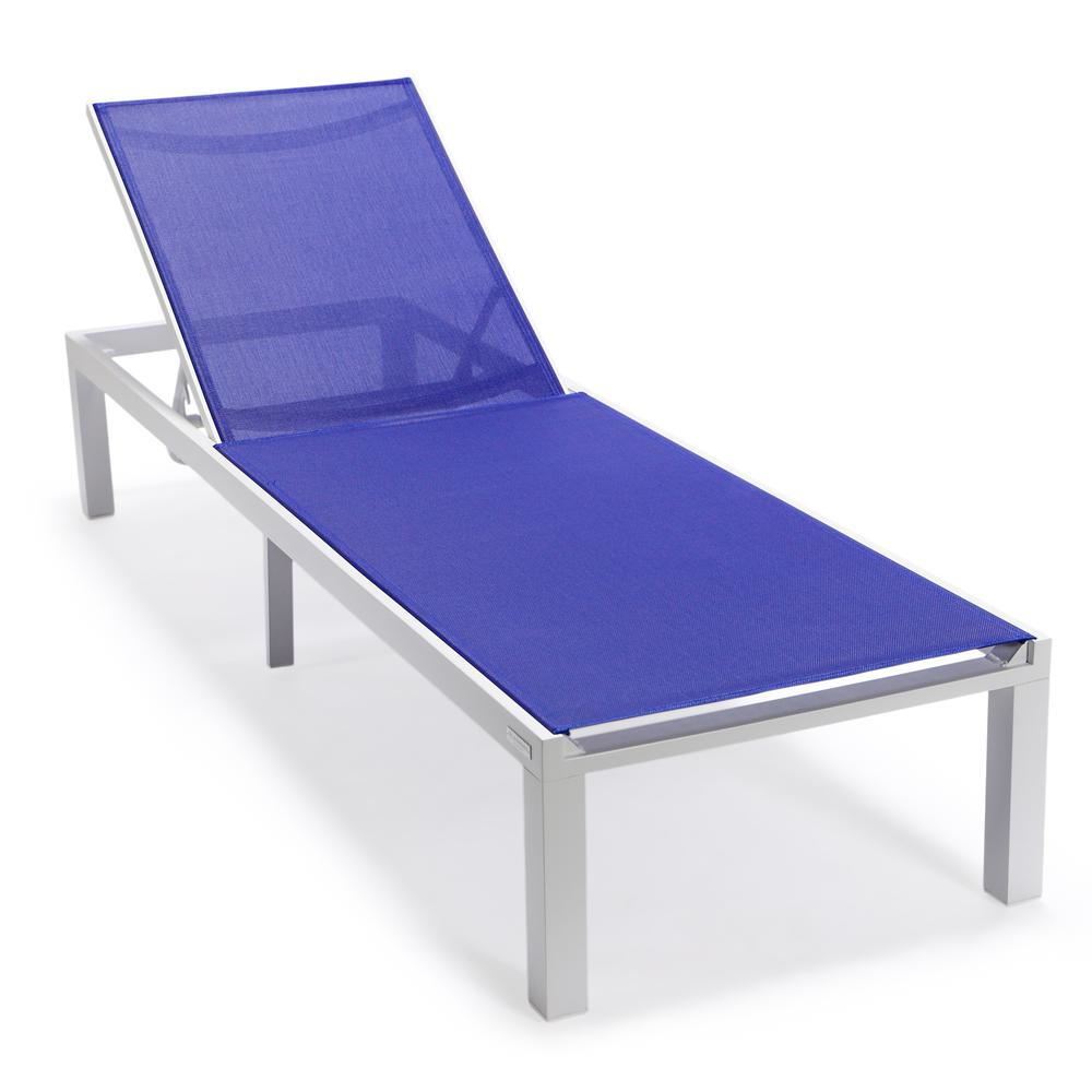 Marlin Patio Chaise Lounge Chair With White Aluminum Frame, Set of 2. Picture 3