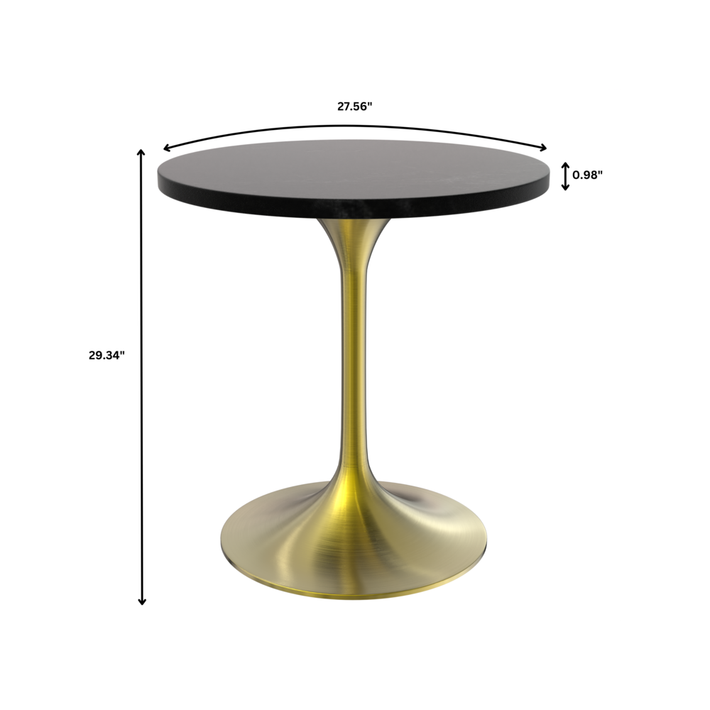 Verve 27" Round Dining Table, Brushed Gold Base with Black MDF Top. Picture 11