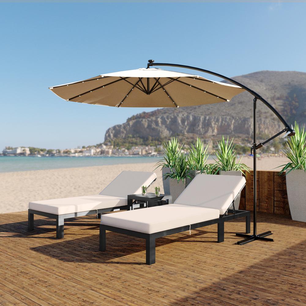 Outdoor 10 Ft Offset Cantilever Hanging Patio Umbrella With Solar Powered LED. Picture 3