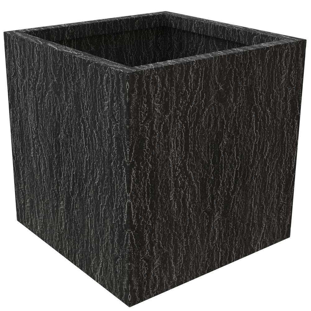 Verdura Series Cubic Poly Stone Planter in Dotted Blck 21.7 Cube. Picture 4