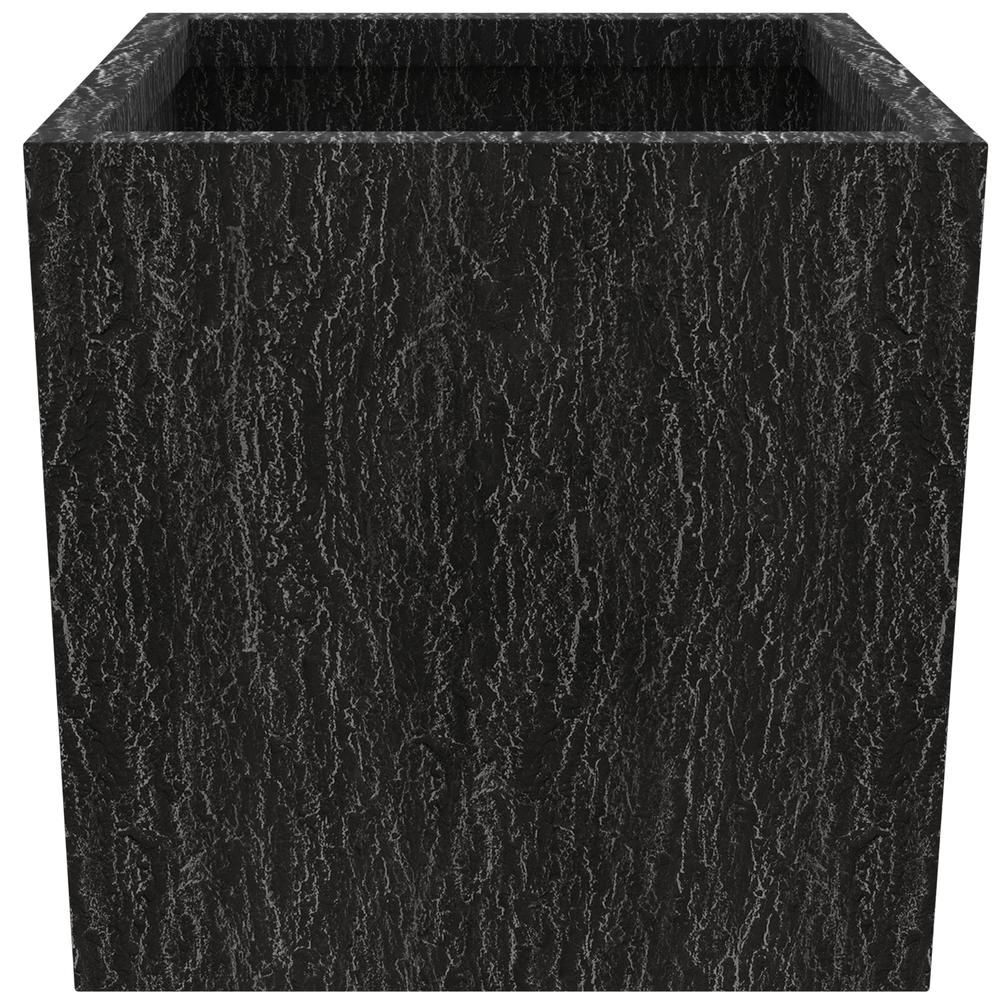 Verdura Series Cubic Poly Stone Planter in Dotted Blck 21.7 Cube. Picture 5