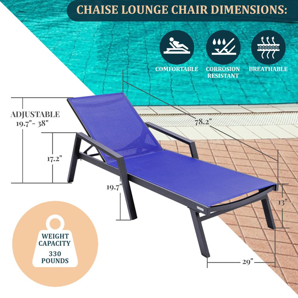 Black Aluminum Outdoor Patio Chaise Lounge Chair With Arms. Picture 24