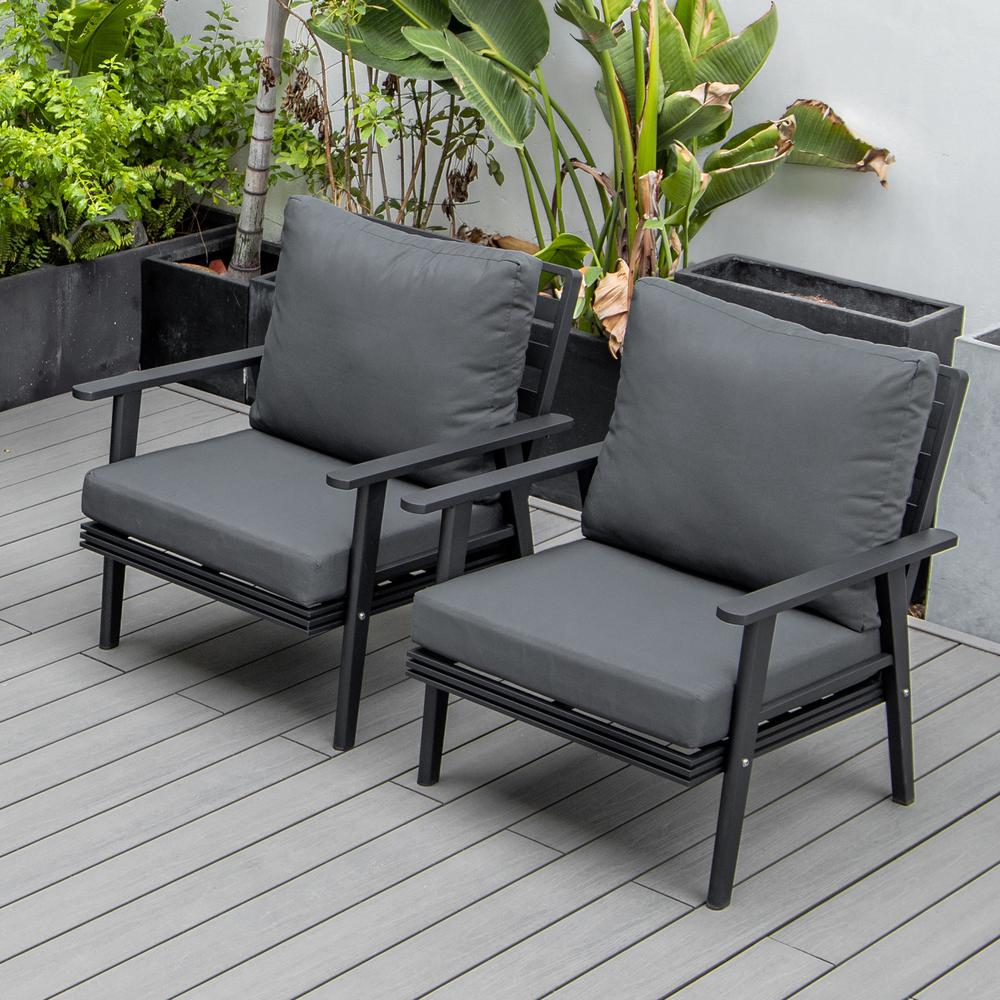 Walbrooke Modern Black Patio Arm Chair, Set of 2. Picture 6