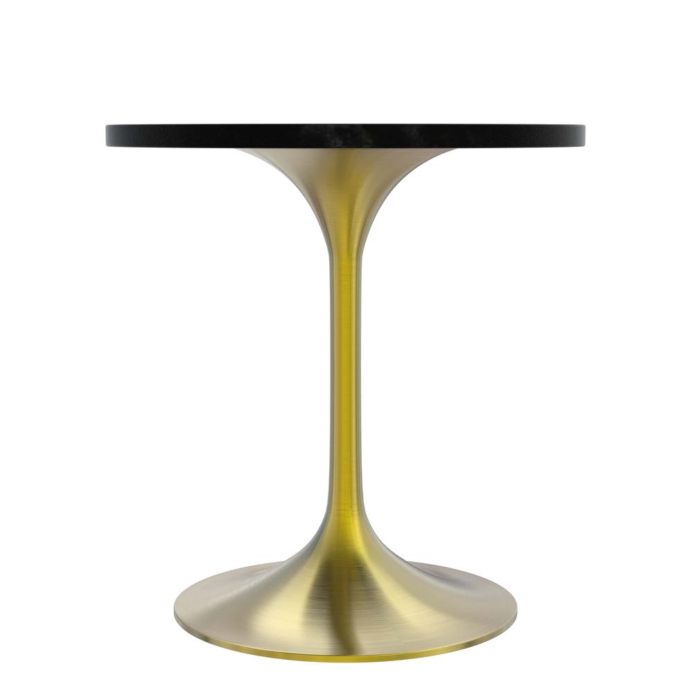 Verve 27" Round Dining Table, Brushed Gold Base with Black MDF Top. Picture 7