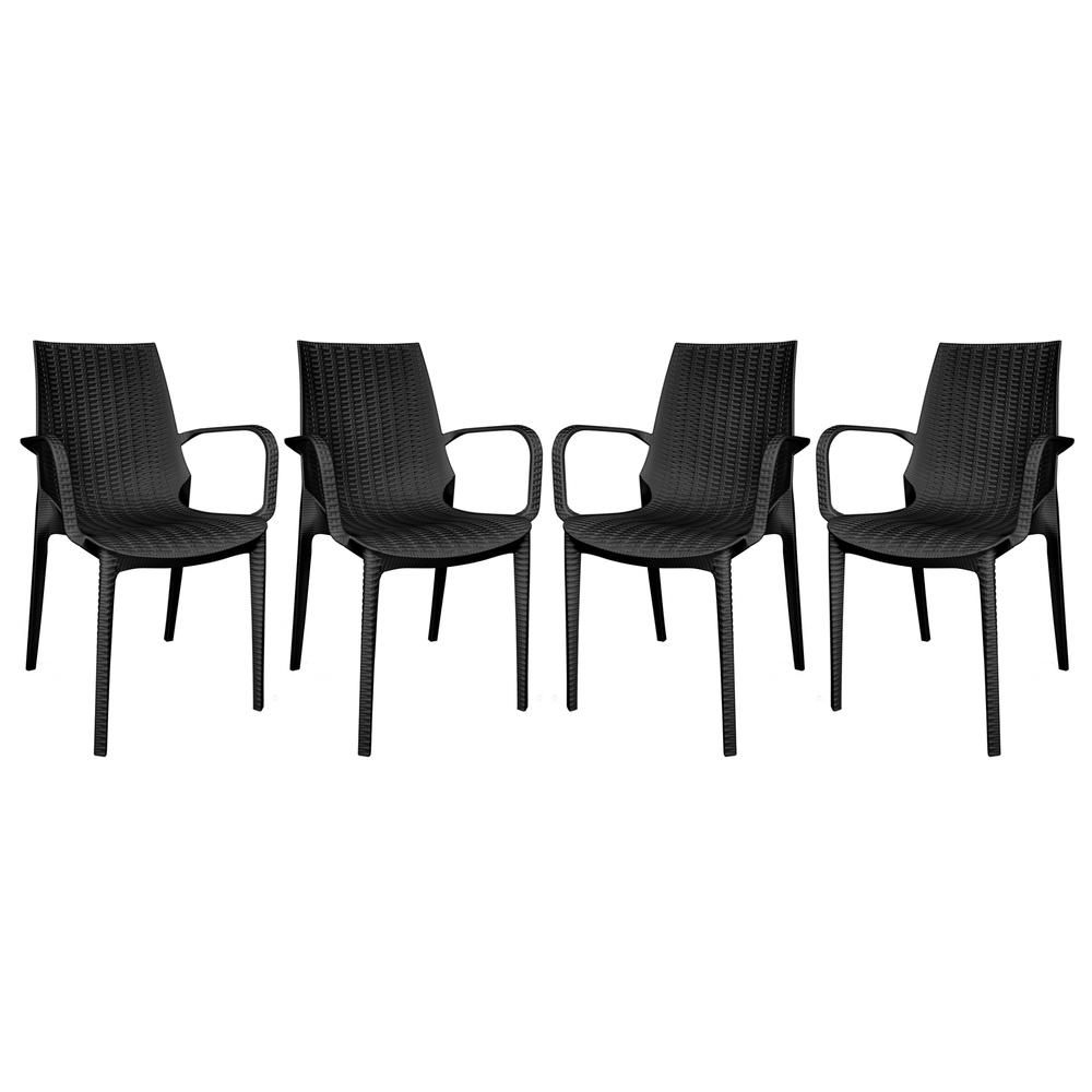 Kent Outdoor Patio Plastic Dining Arm Chair, Set of 4. Picture 2