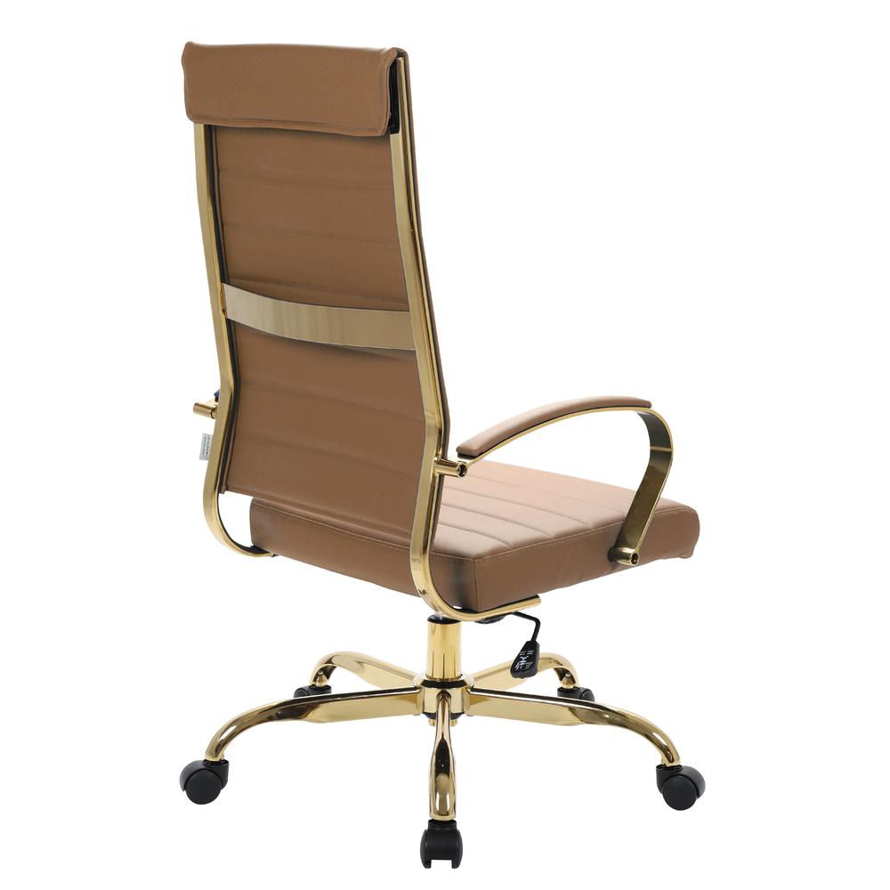 Benmar High-Back Leather Office Chair With Gold Frame. Picture 7