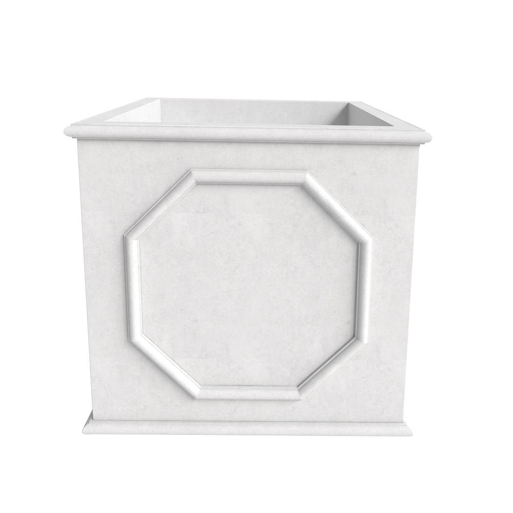 Sprout Series Cubic Fiber Stone Planter in White 21.7 Cube. Picture 2