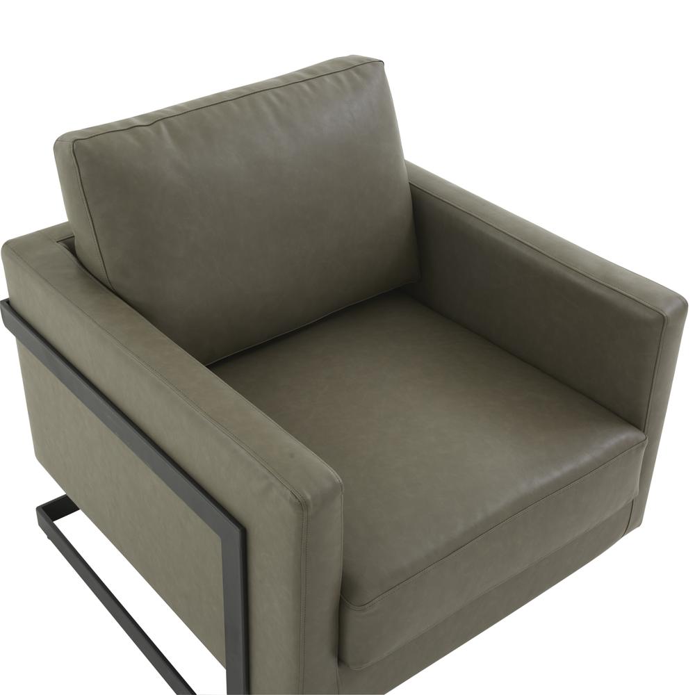 Leather Accent Armchair With Black Steel Frame. Picture 5