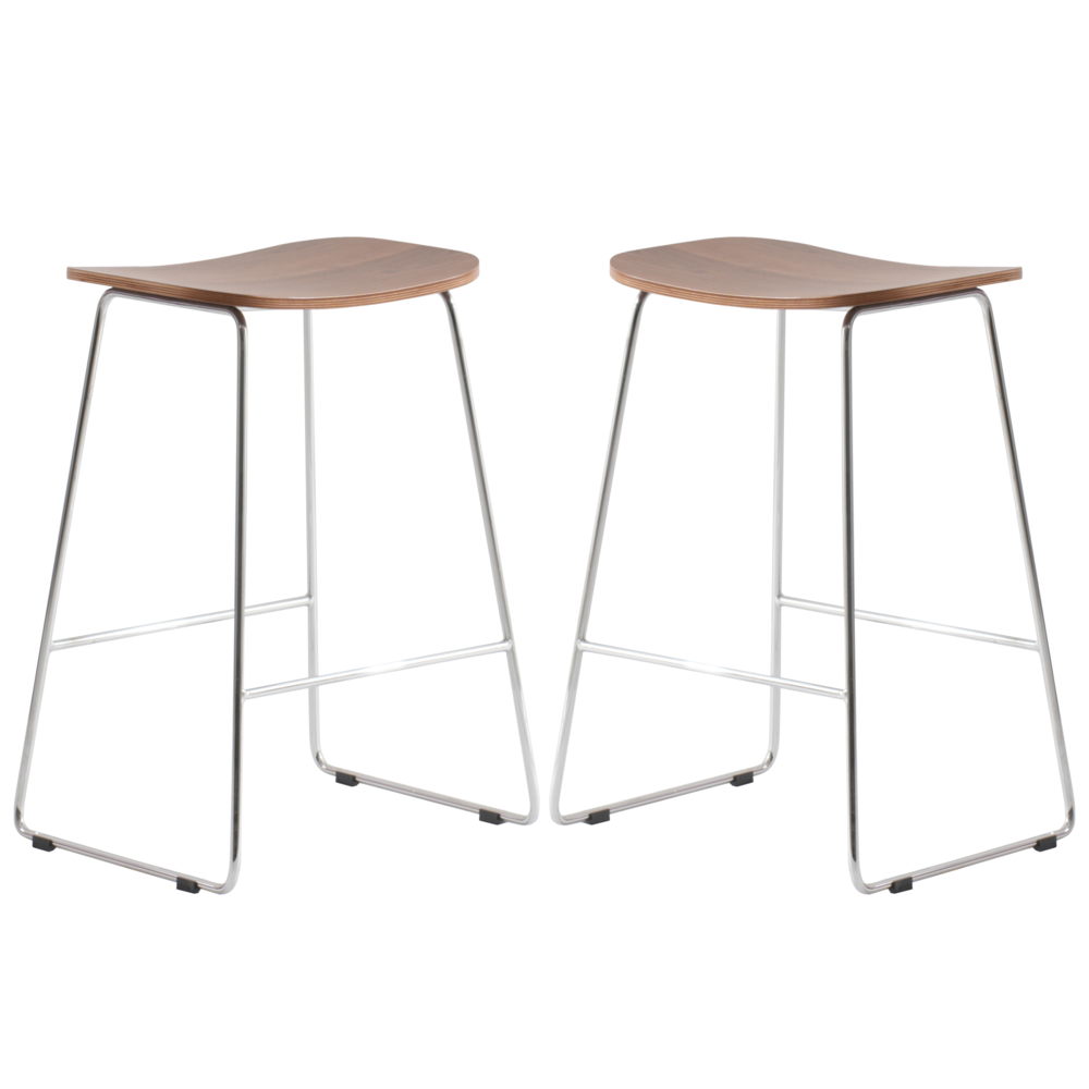 Melrose Modern Wood Counter Stool With Chrome Frame. Picture 19