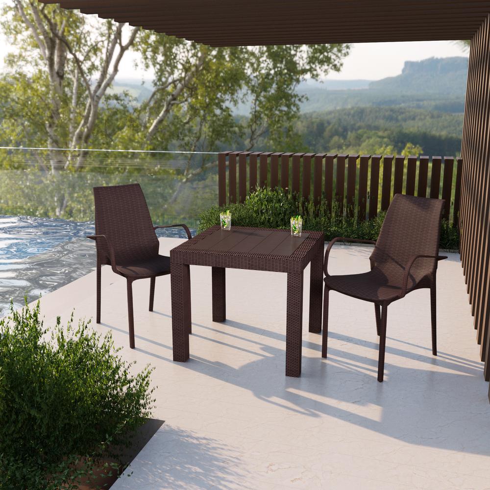 Kent Outdoor Patio Plastic Dining Arm Chair, Set of 2. Picture 1