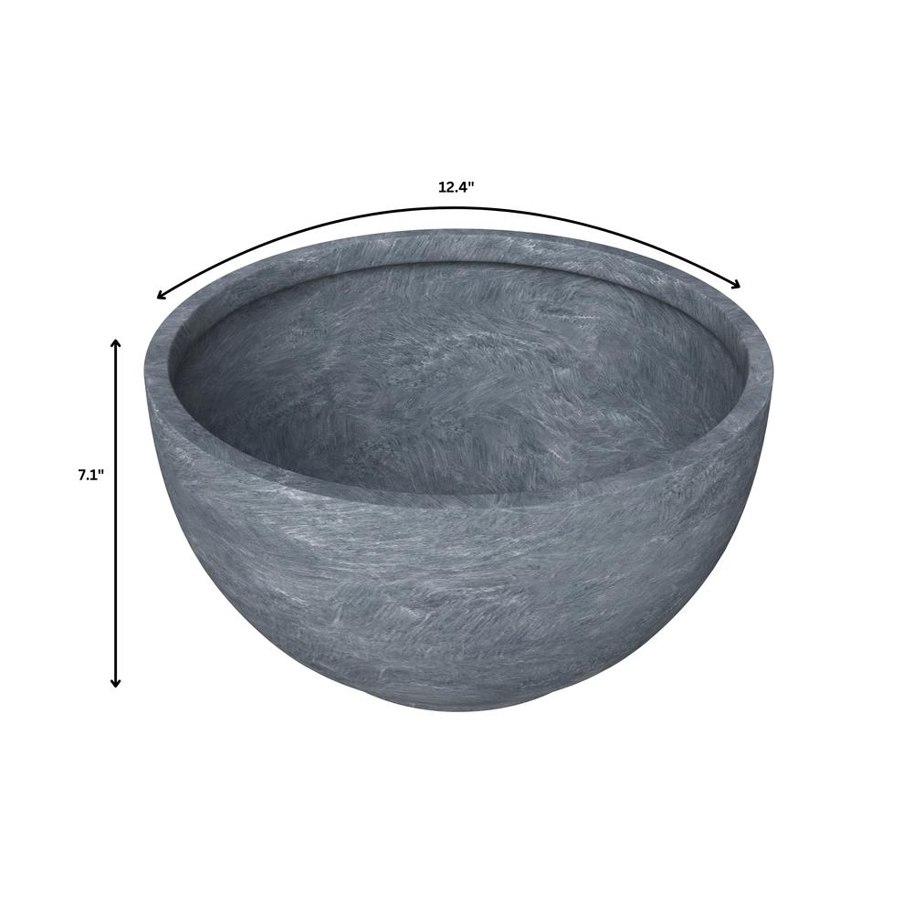 Grove Series Poly Stone Planter Set in Aged Concrete. Picture 12