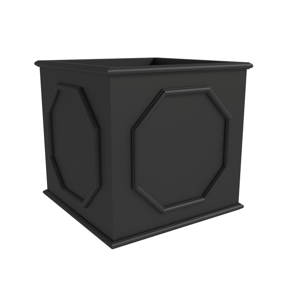 Sprout Series Cubic Fiber Stone Planter in Black 21.7 Cube. Picture 1