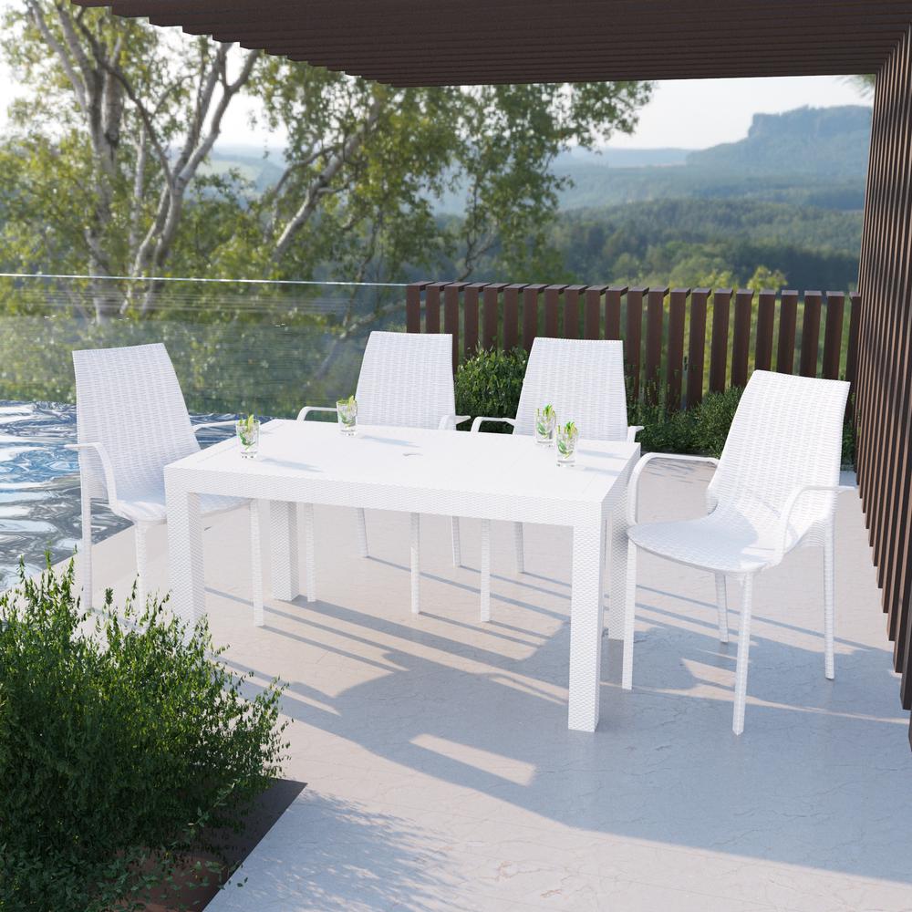 Kent Outdoor Patio Plastic Dining Arm Chair, Set of 4. Picture 1