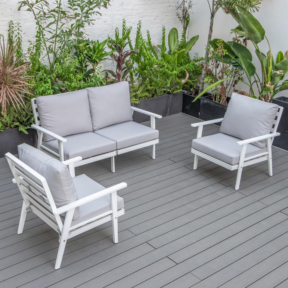 3-Piece Outdoor Patio Set with White Aluminum Frame. Picture 8