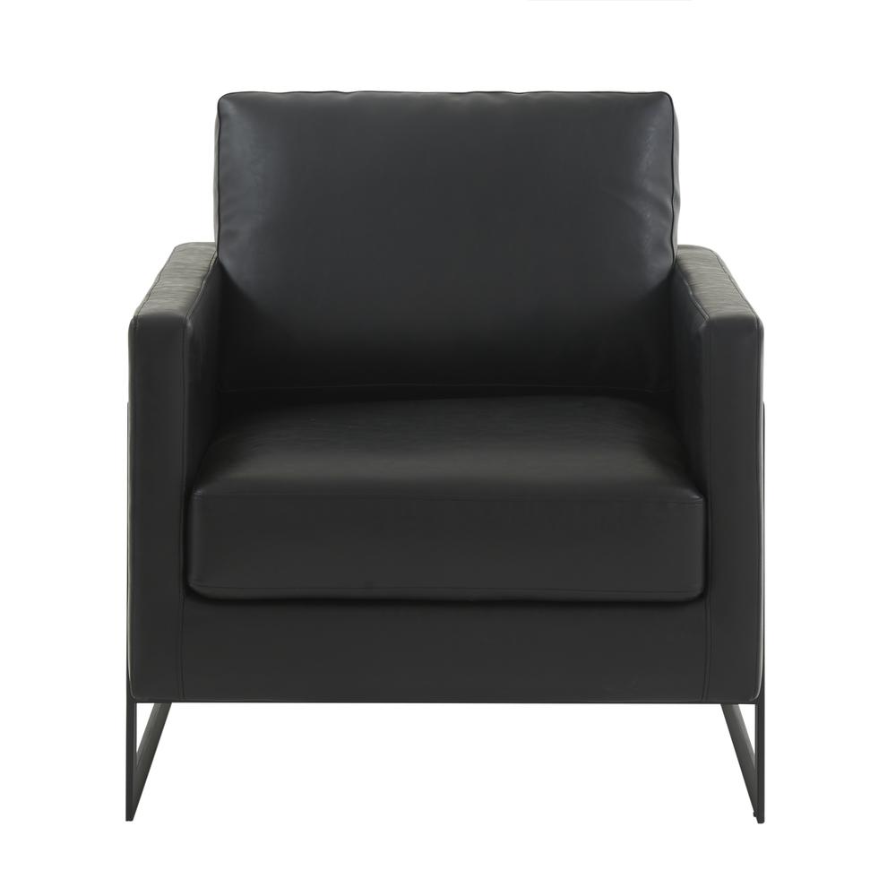 Leather Accent Armchair With Black Steel Frame. Picture 3