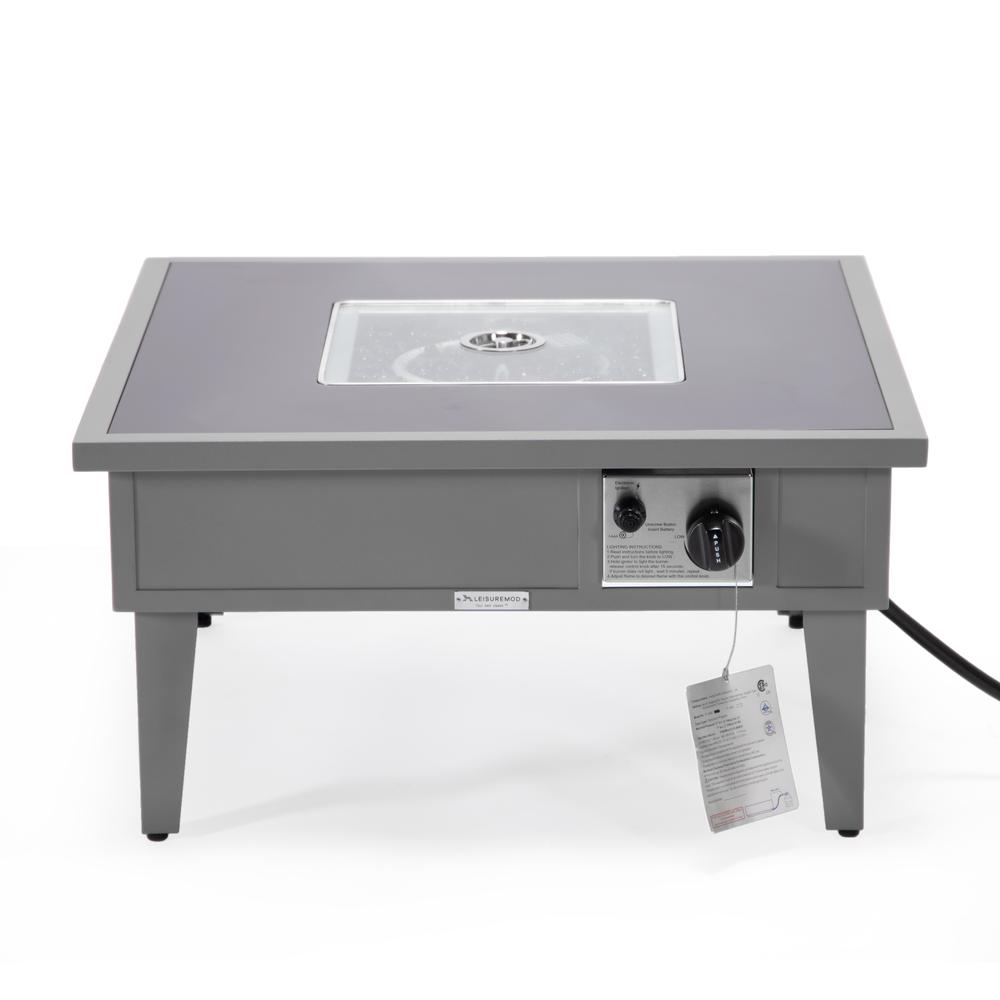 Walbrooke Outdoor Patio Aluminum Square Fire Pit Side Table with Lid. Picture 5