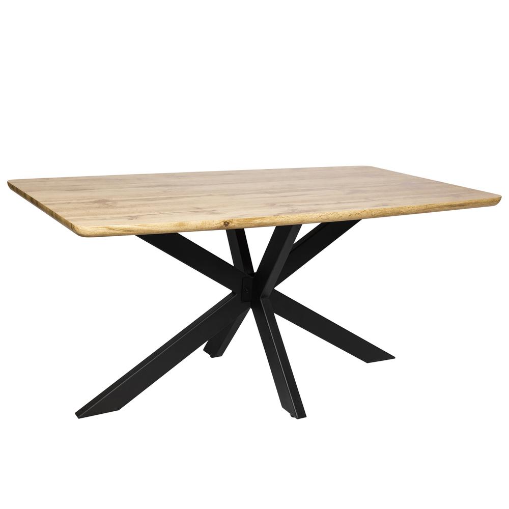 Ravenna 63" Rectangular Wood Dining Table With Modern Metal Base. Picture 7