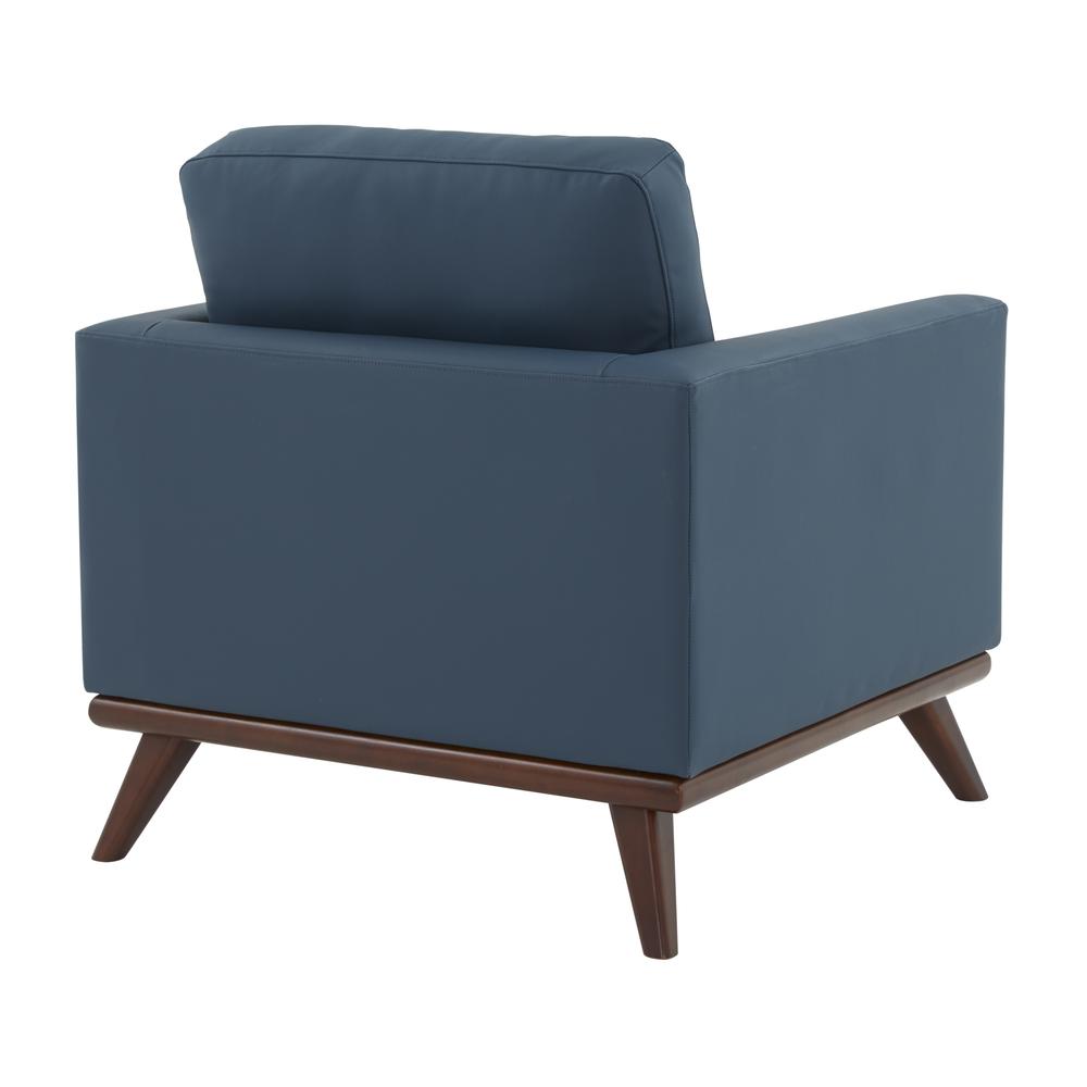LeisureMod Chester Modern Leather Accent Arm Chair With Birch Wood Base, Navy Blue. Picture 5
