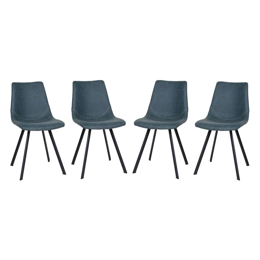 Markley Modern Leather Dining Chair With Metal Legs Set of 4. Picture 3