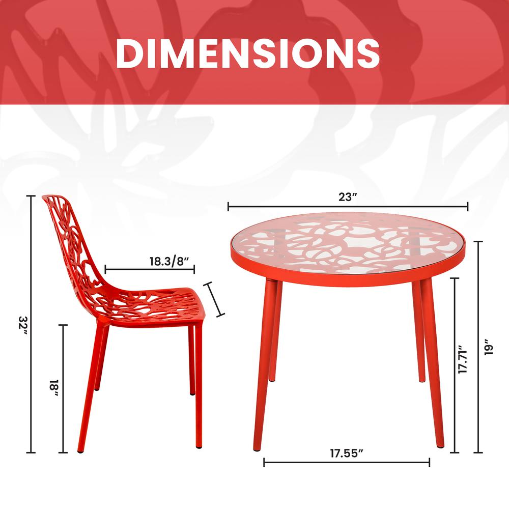 3-Piece Aluminum Outdoor Patio Dining Set with Tempered Glass Top Table. Picture 2