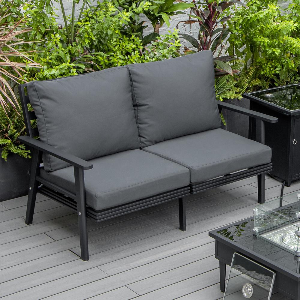 Outdoor Patio Loveseat with Black Aluminum Frame. Picture 9