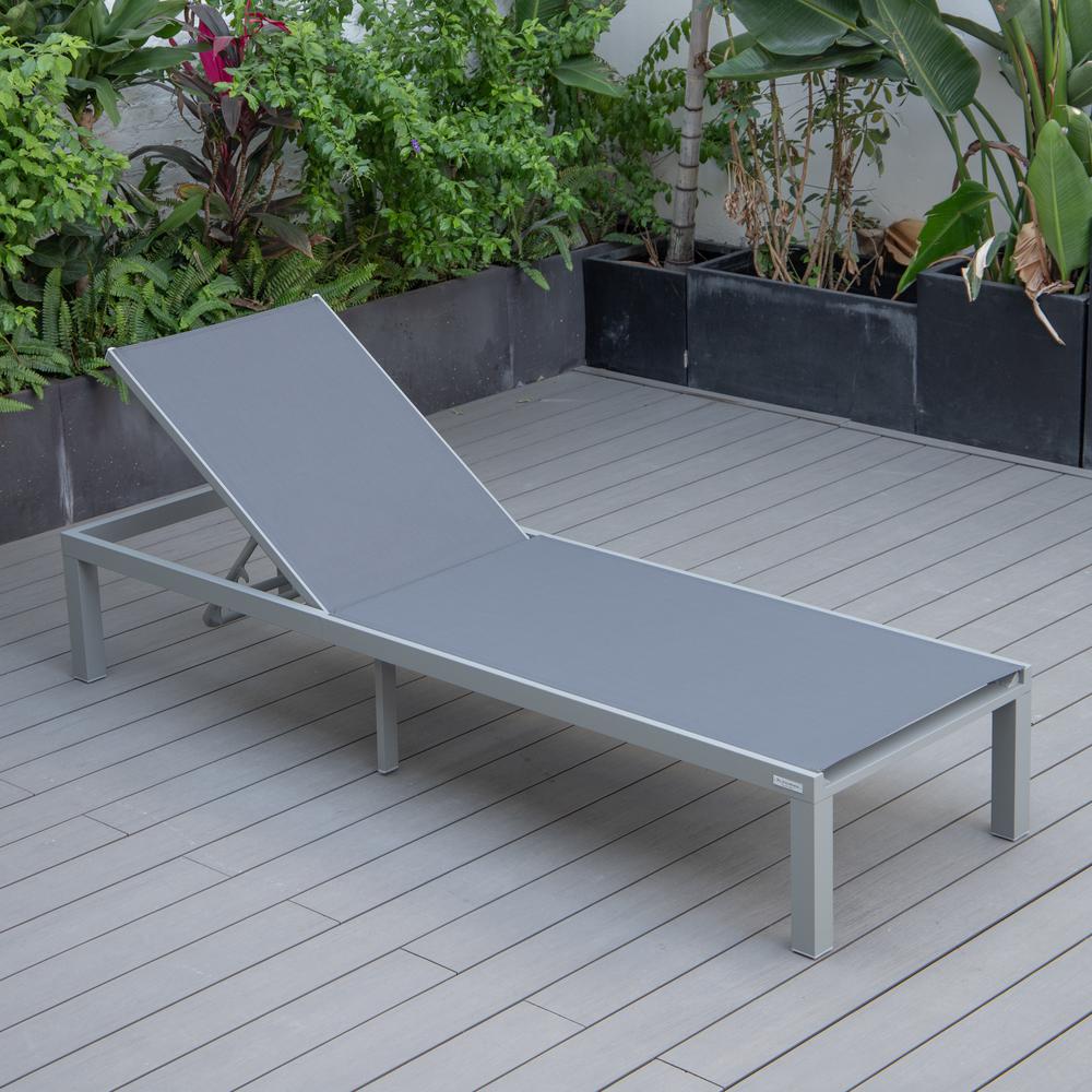 Grey Aluminum Outdoor Patio Chaise Lounge Chair. Picture 22