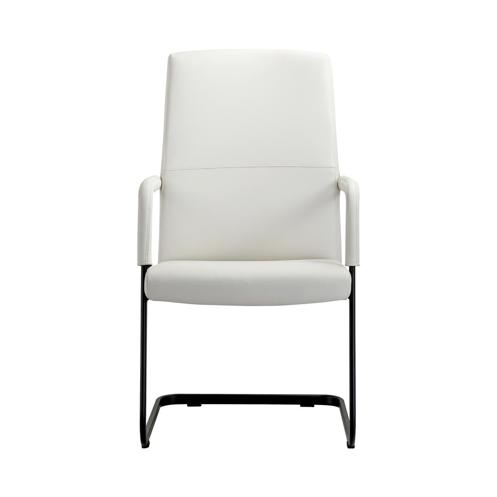 Evander Office Guest Chair in White Leather. Picture 1