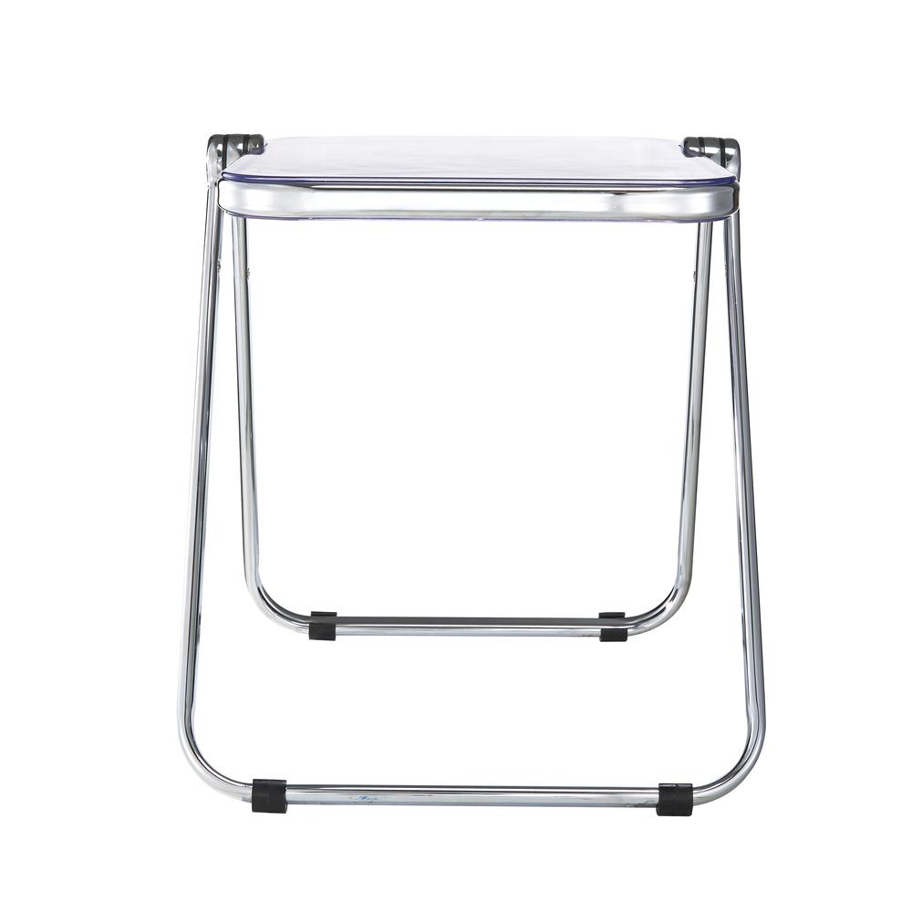 Rectangular Folding Side Table in Chrome Finish with Plastic Tabletop. Picture 2