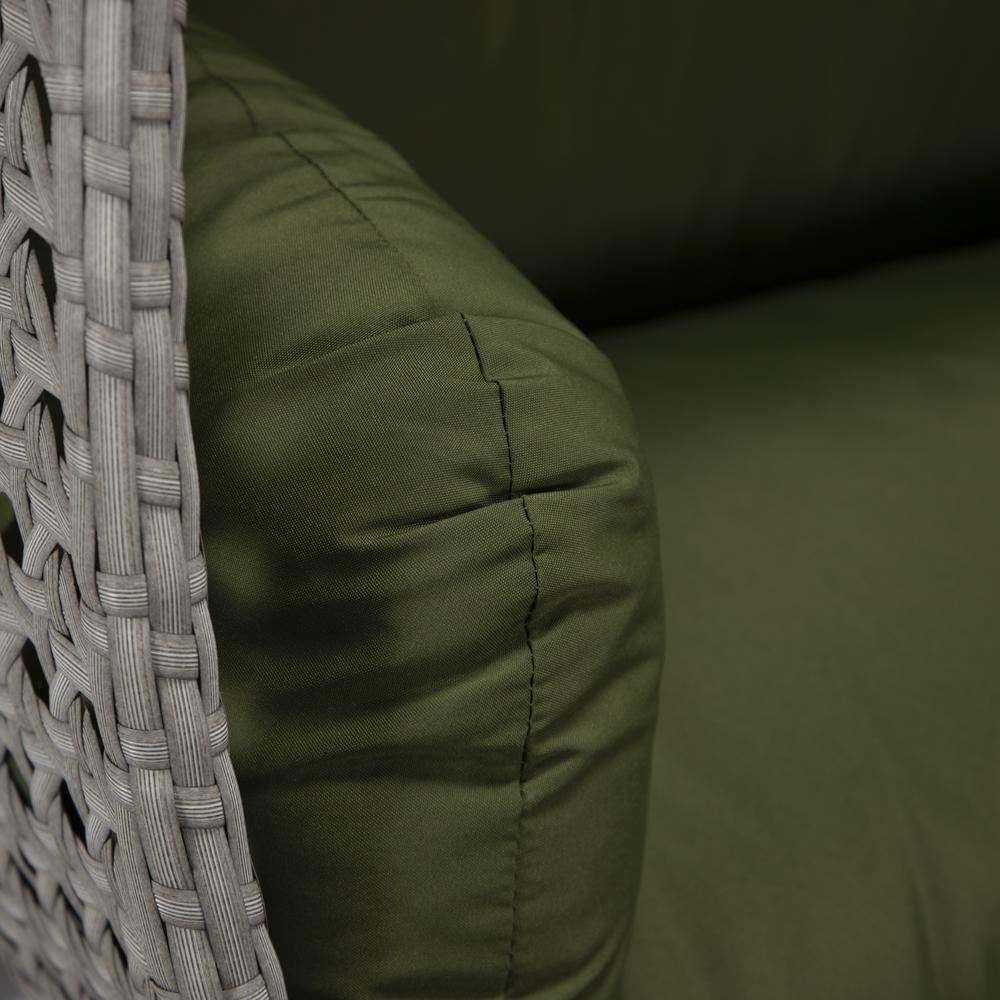 LeisureMod Wicker Hanging 2 person Egg Swing Chair in Dark Green. Picture 9
