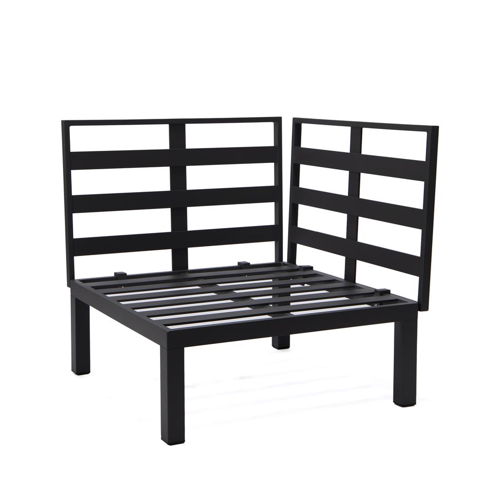 LeisureMod Hamilton 7-Piece Aluminum Patio Conversation Set With Coffee Table And Cushions Black. Picture 12