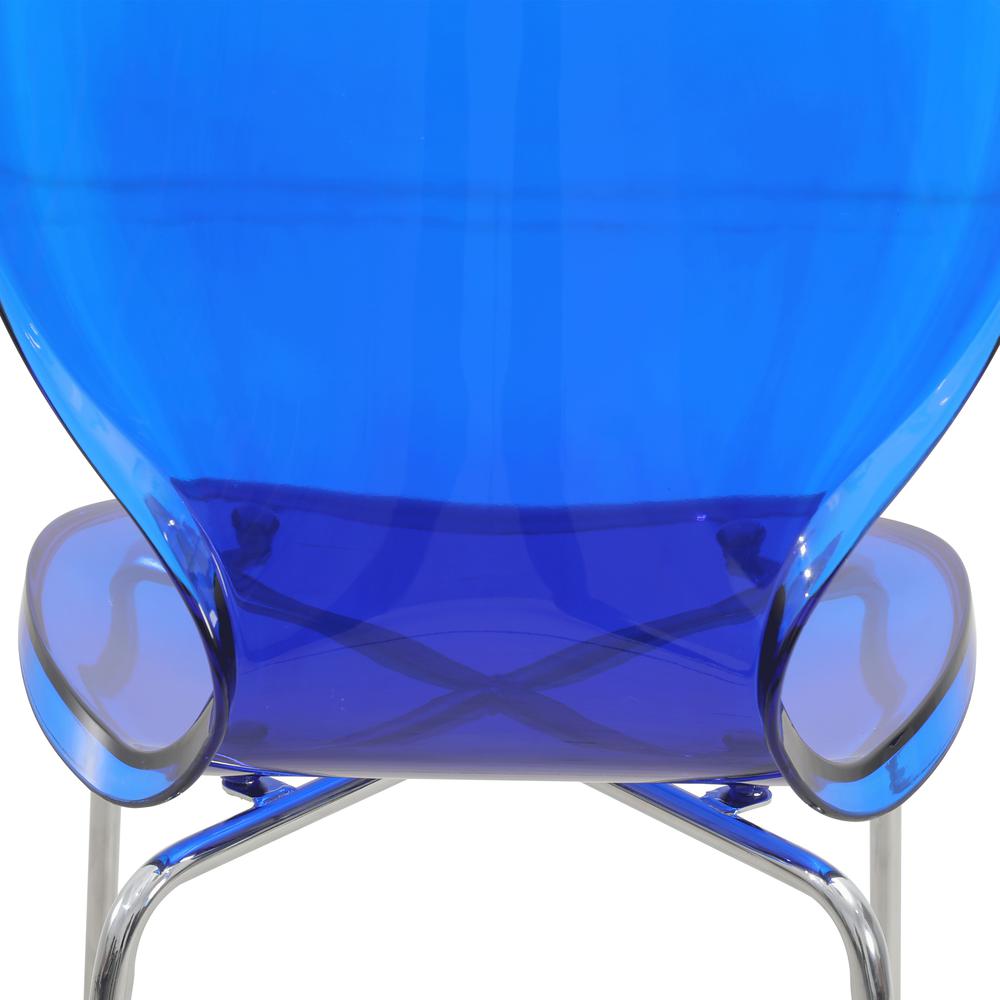 Acrylic Barstool with Steel Frame in Chrome Finish Set of 2 in Transparent Blue. Picture 17