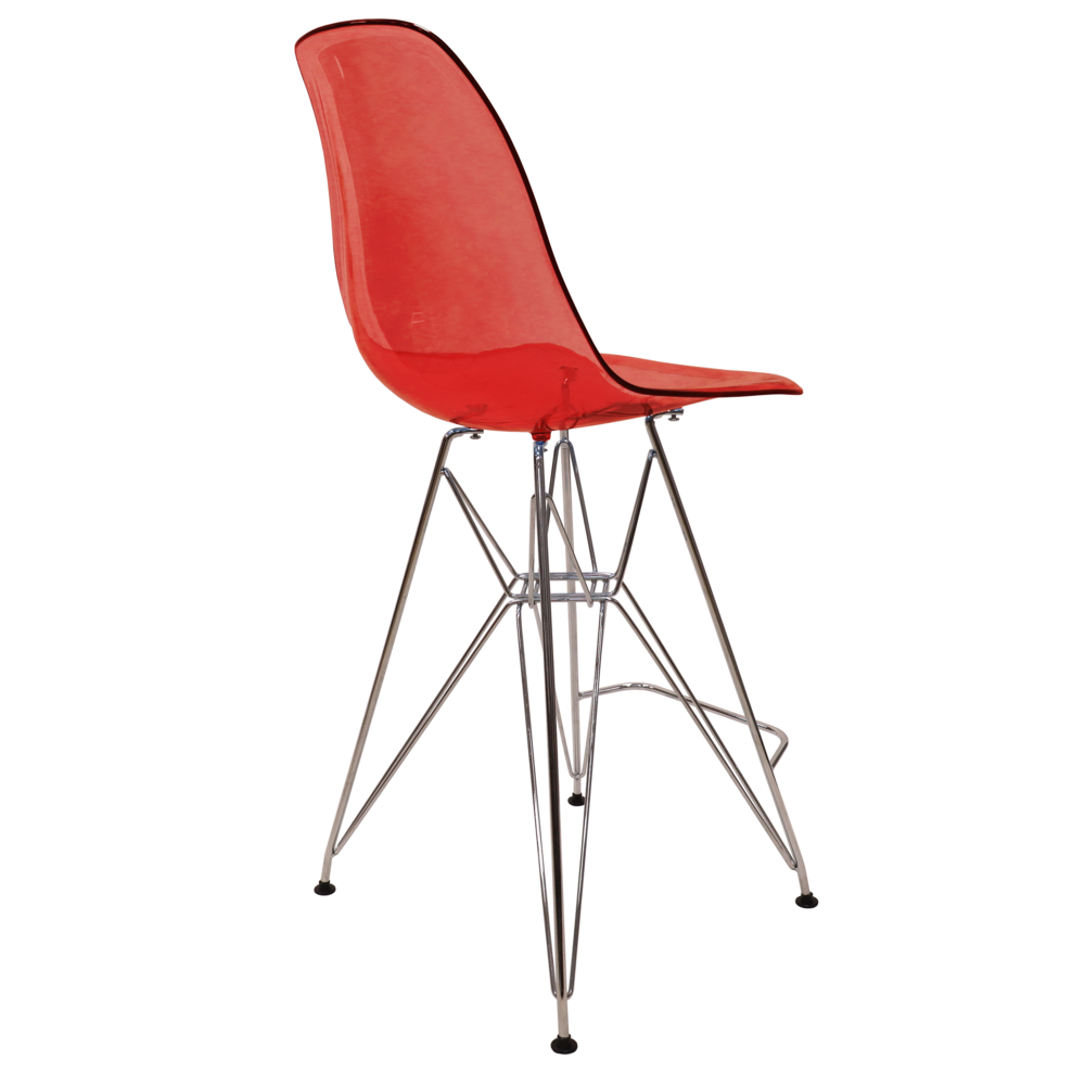 Cresco Modern Acrylic Barstool with Chrome Base and Footrest. Picture 8