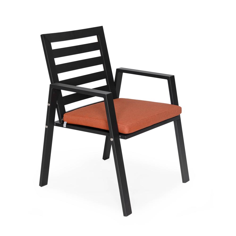 Chelsea Modern Patio Dining Armchair in Aluminum with Removable Cushions. Picture 1