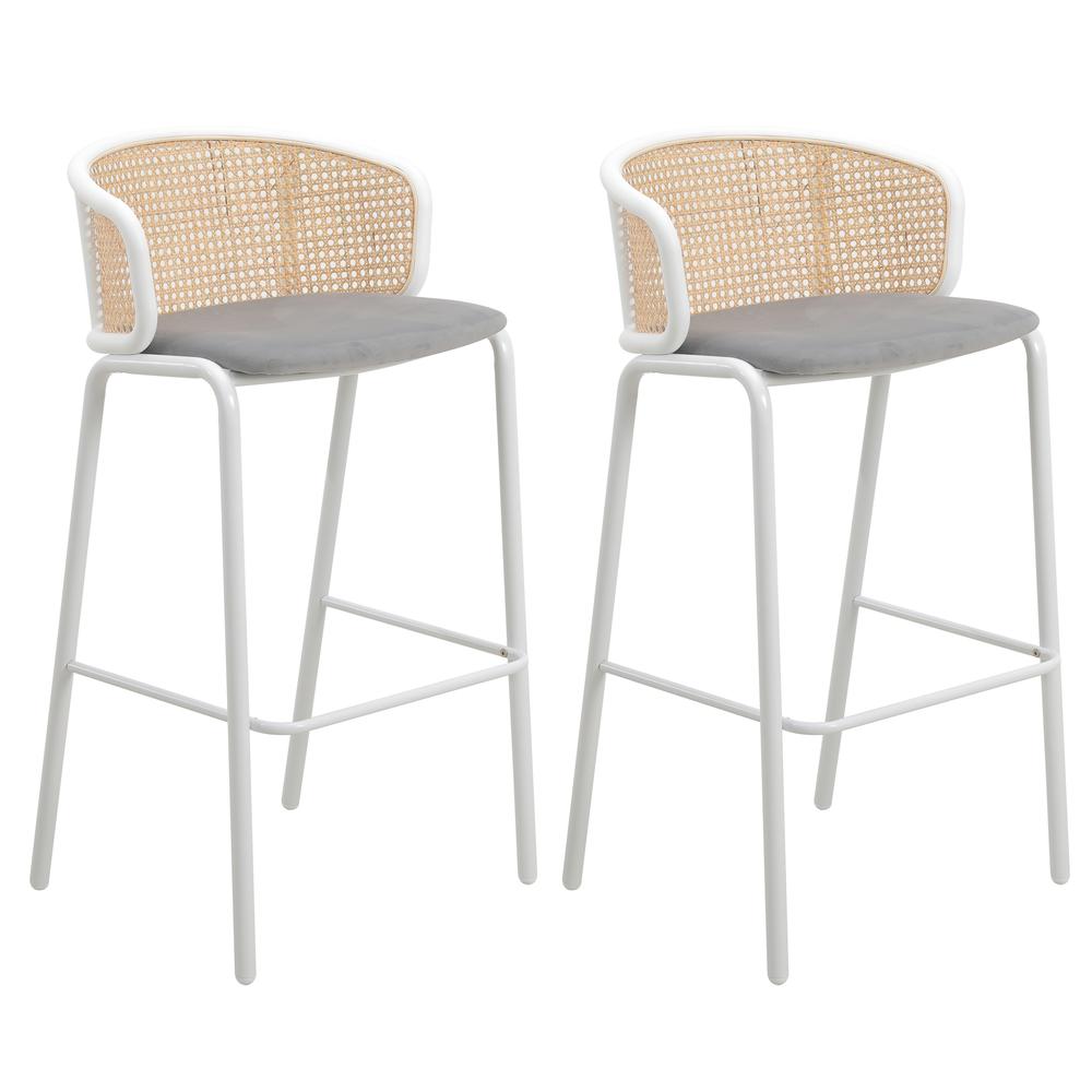 Seat and White Powder Coated Steel Frame, Set of 2. Picture 1