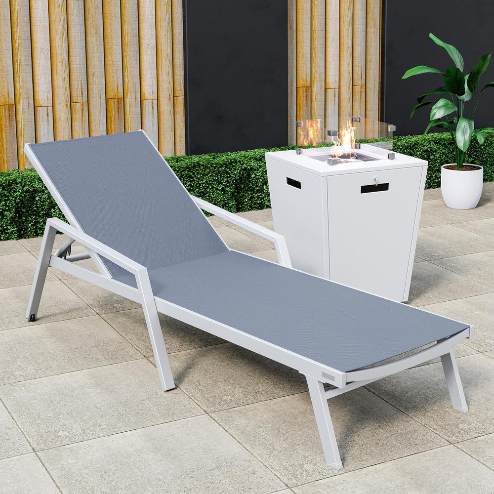 Grey Aluminum Outdoor Patio Chaise Lounge Chair With Arms. Picture 21