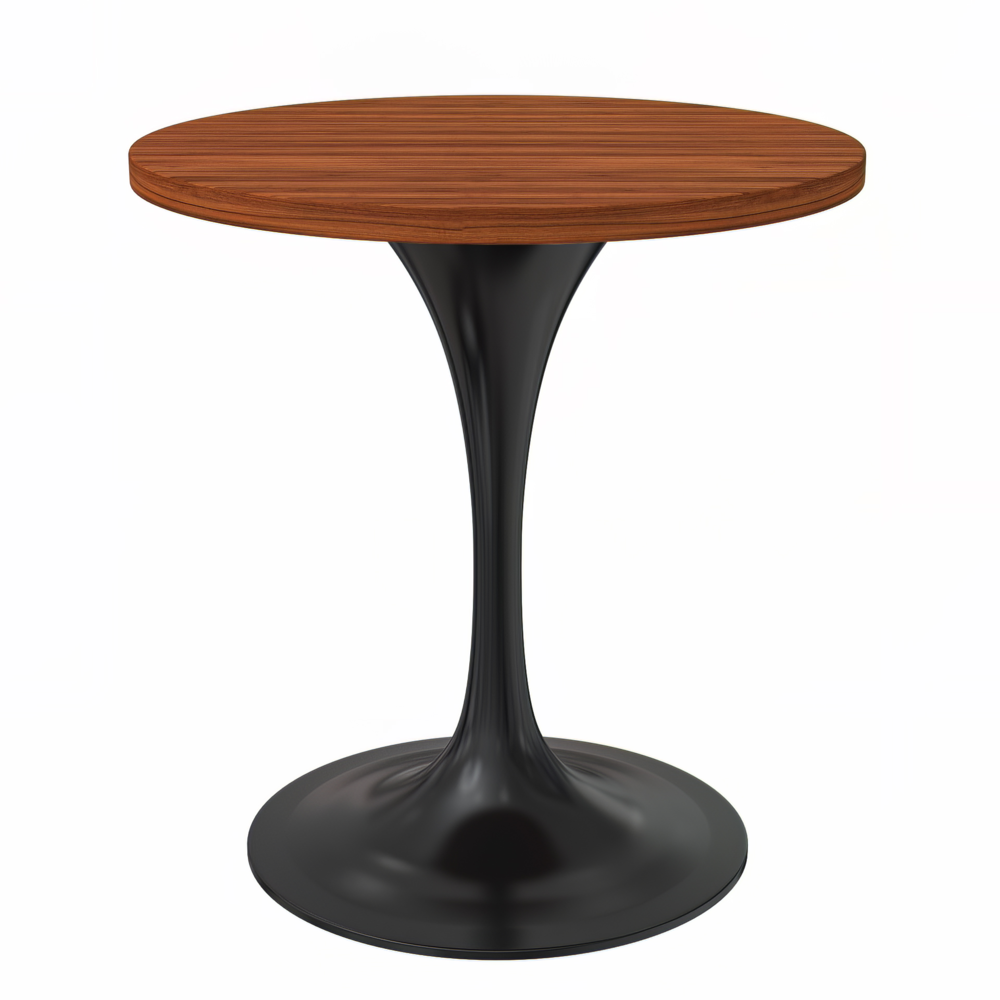 Verve Collection 27 Round Dining Table, Black Base with Cognac Brown MDF Top. Picture 1