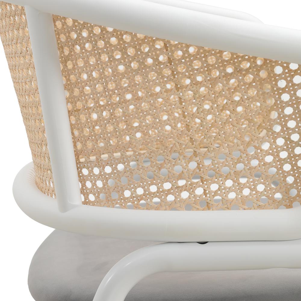 Ervilla Modern Dining Chair with White Powder Coated Steel Legs and Wicker Back. Picture 7