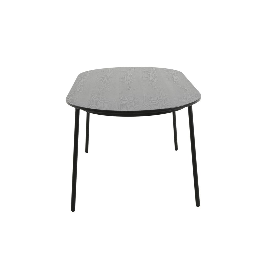 71" Oval Dining Table with MDF Top and Black Steel Legs. Picture 3
