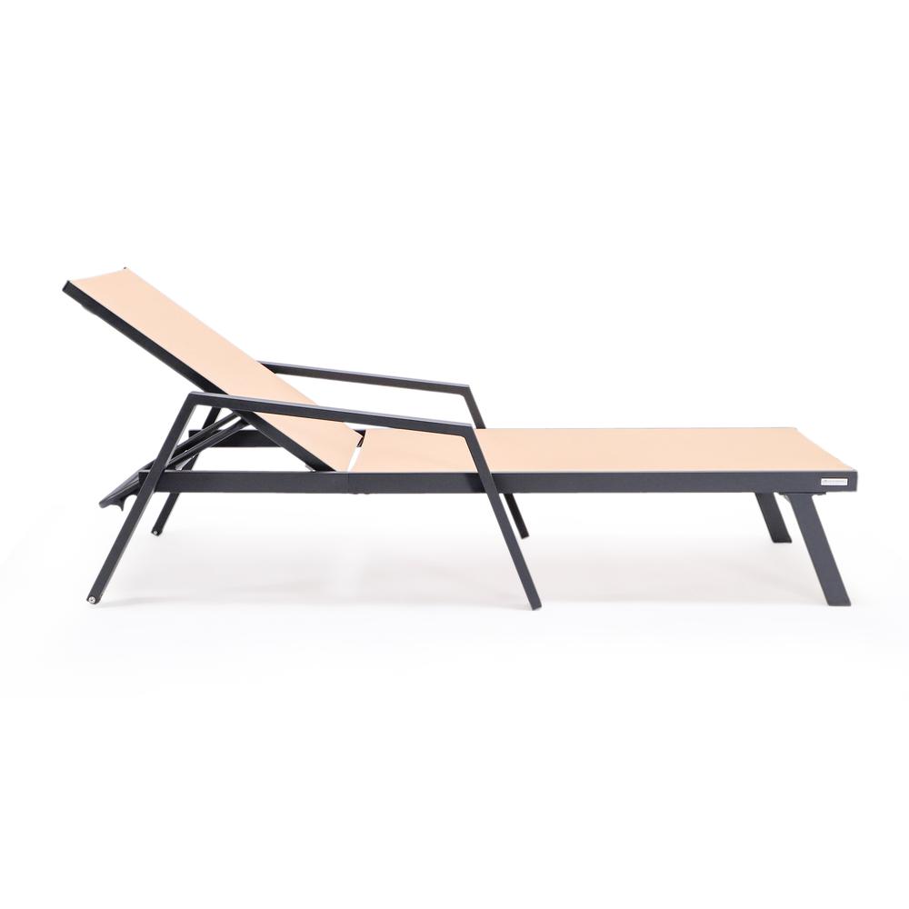 Marlin Patio Chaise Lounge Chair With Armrests in Black Aluminum Frame. Picture 8
