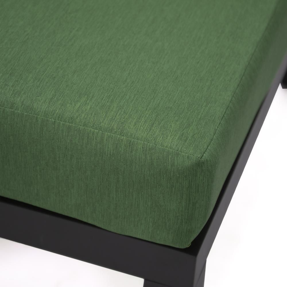 LeisureMod Hamilton 6-Piece Aluminum Patio Conversation Set With Cushions Green. Picture 8