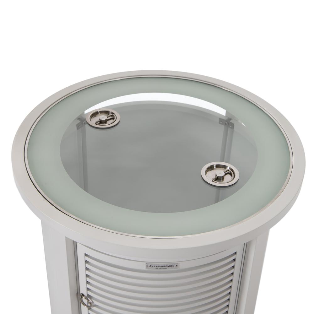 Walbrooke White Patio Round Tank Holder with Slats Design. Picture 7